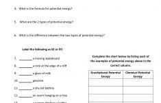 Free Printable Worksheets On Potential And Kinetic Energy
