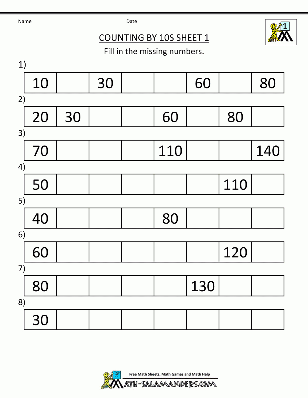 1St Grade Math Worksheets Counting1S 5S And 10S | Free Printable Tens And Ones Worksheets For First Grade