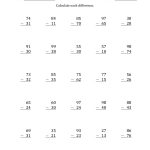 2 Digit Minus 2 Digit Subtraction With No Regrouping (A) | Printable Subtraction Worksheets With Regrouping