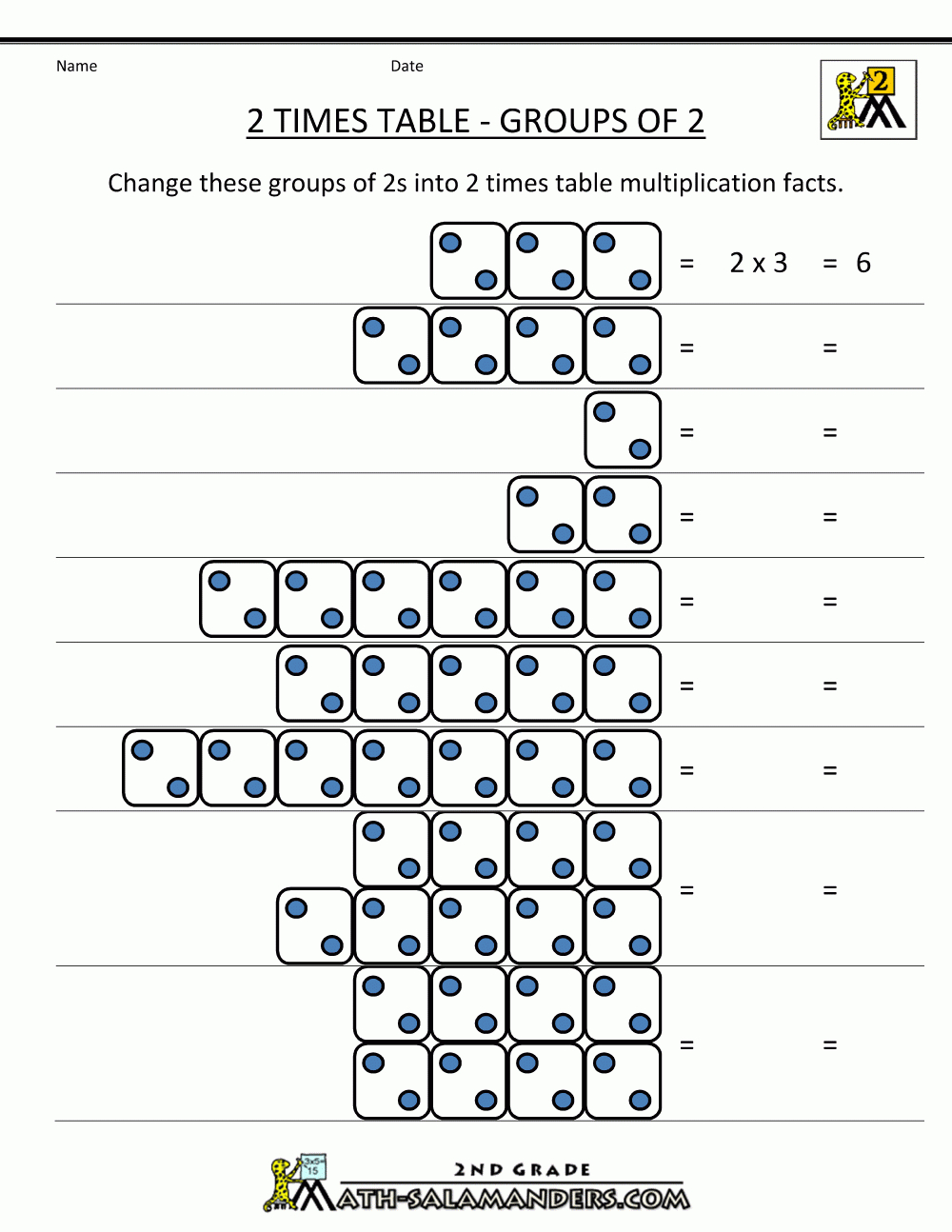 worksheet 2x table