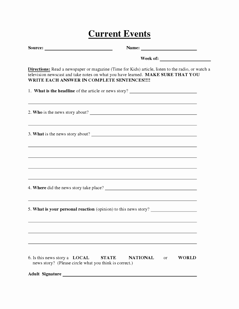 Current Events Printable Worksheet Printable Worksheets