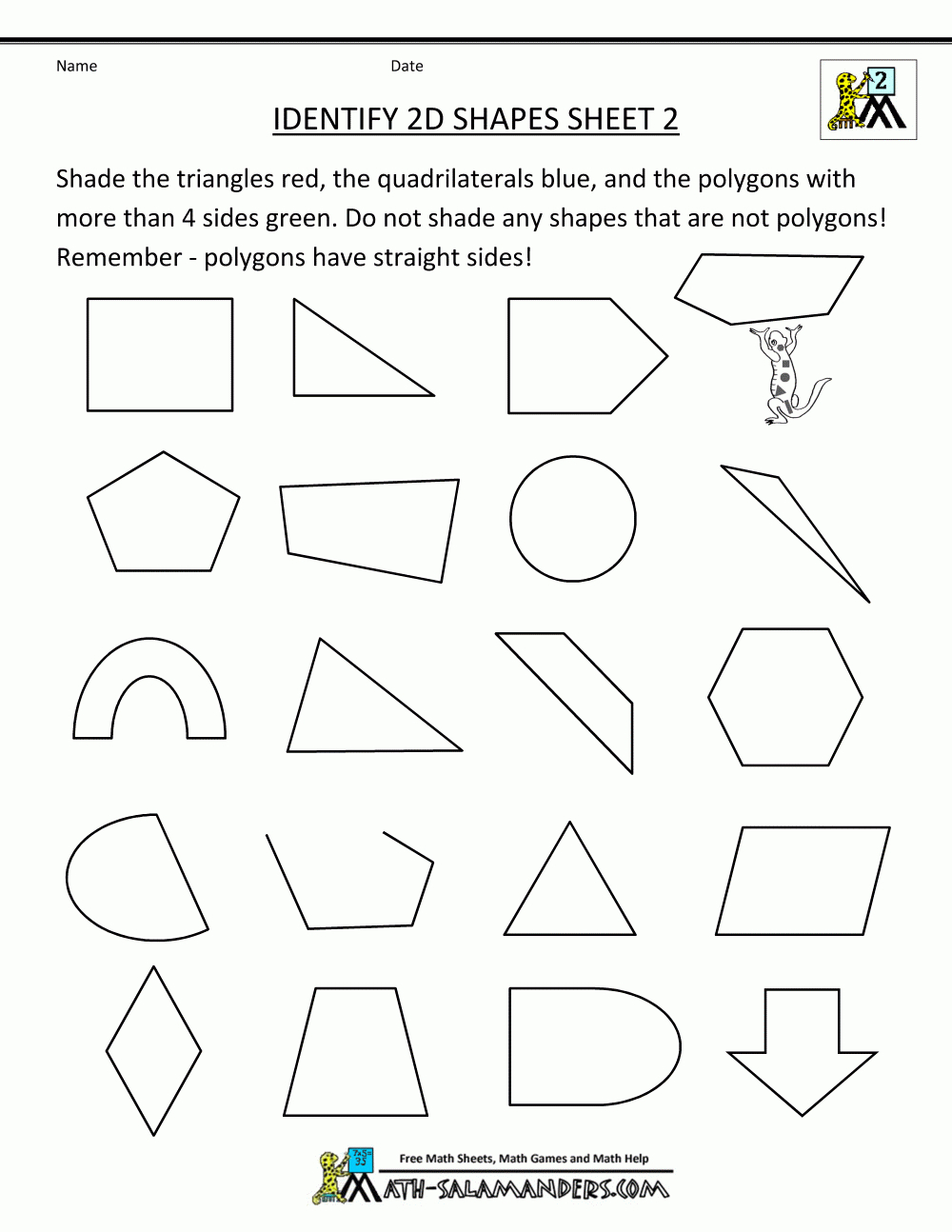 2D Shapes Worksheets | Polygon Shapes Printable Worksheets