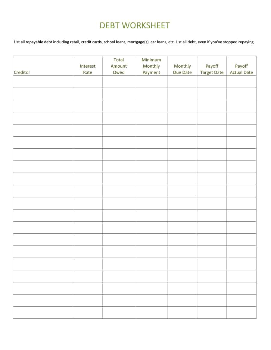 38 Debt Snowball Spreadsheets, Forms &amp;amp; Calculators ❄❄❄ | Free Printable Debt Snowball Worksheet