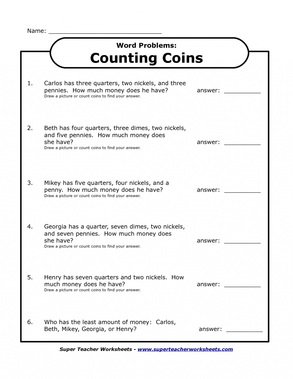 3Rd Grade Math Word Problems Worksheets 2Nd Grade Math Money Word | Free Printable Money Word Problems Worksheets
