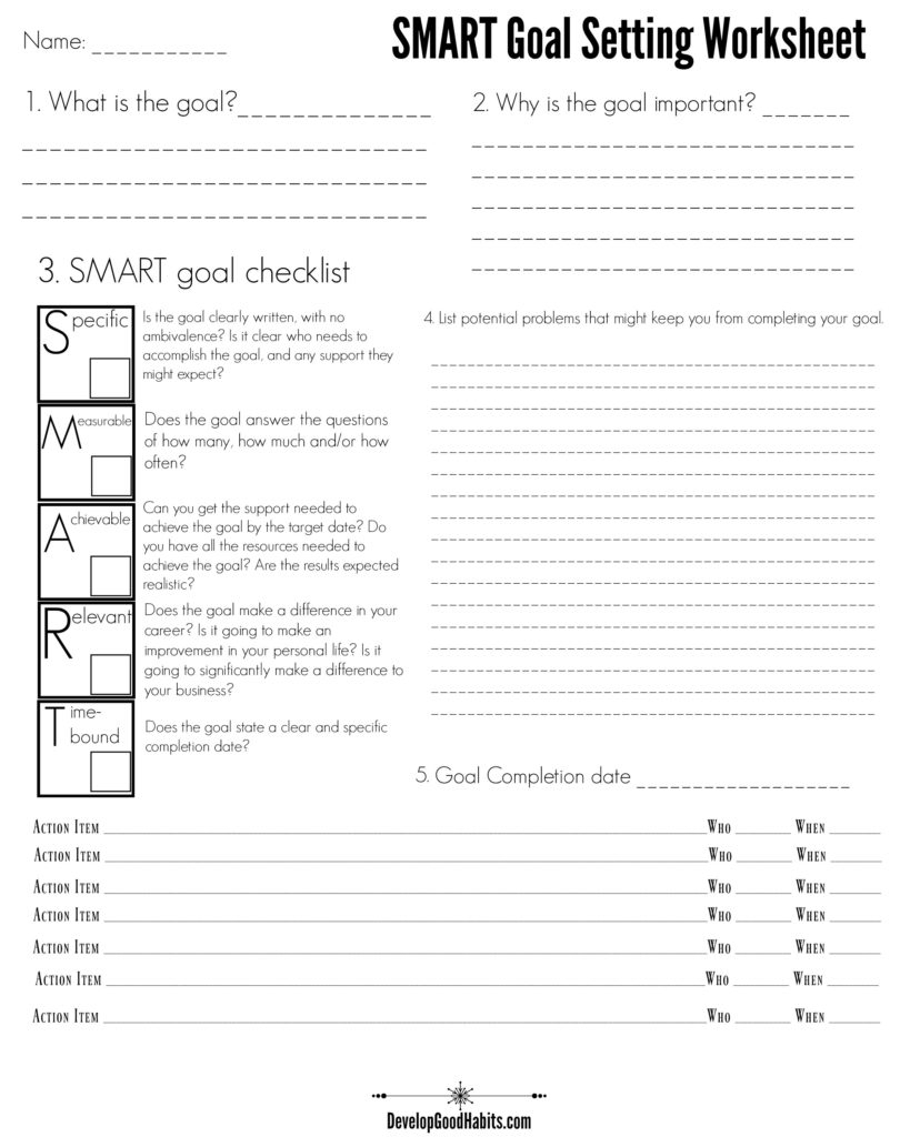 4 Free Goal Setting Worksheets – 4 Goal Templates To Manage Your Life | Free Printable Goal Setting Worksheets For Students