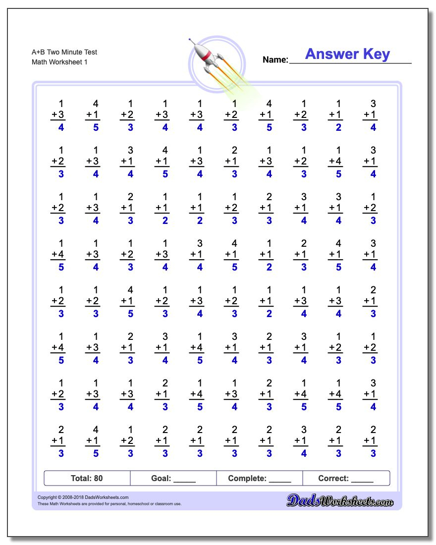 First Grade Math Facts Printable Worksheets | Printable ...