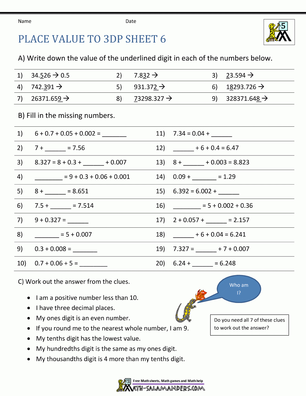 5Th Grade Place Value Worksheets | Free Printable Place Value Worksheets For Fifth Grade