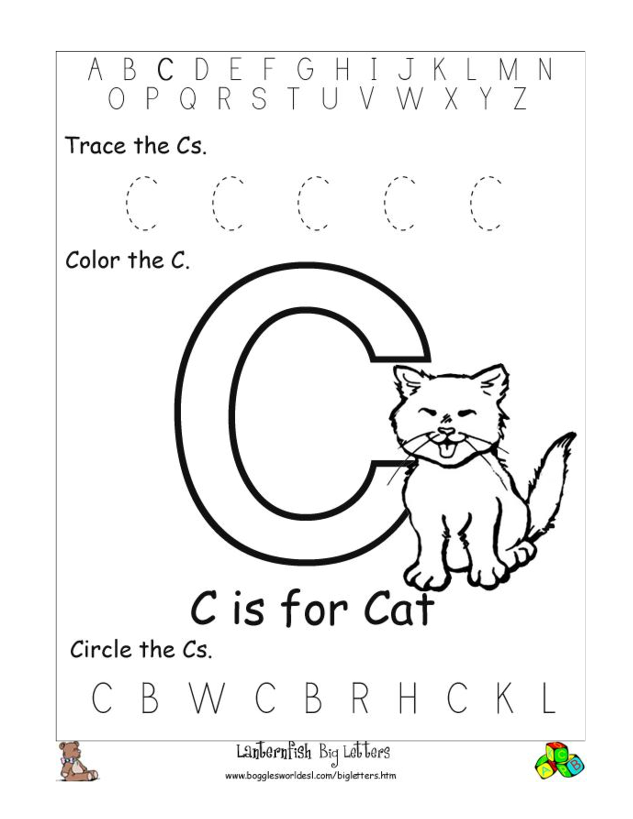 6 Best Images Of Free Printable Preschool Worksheets Letter C | Day | Free Printable Preschool Worksheets Letter C