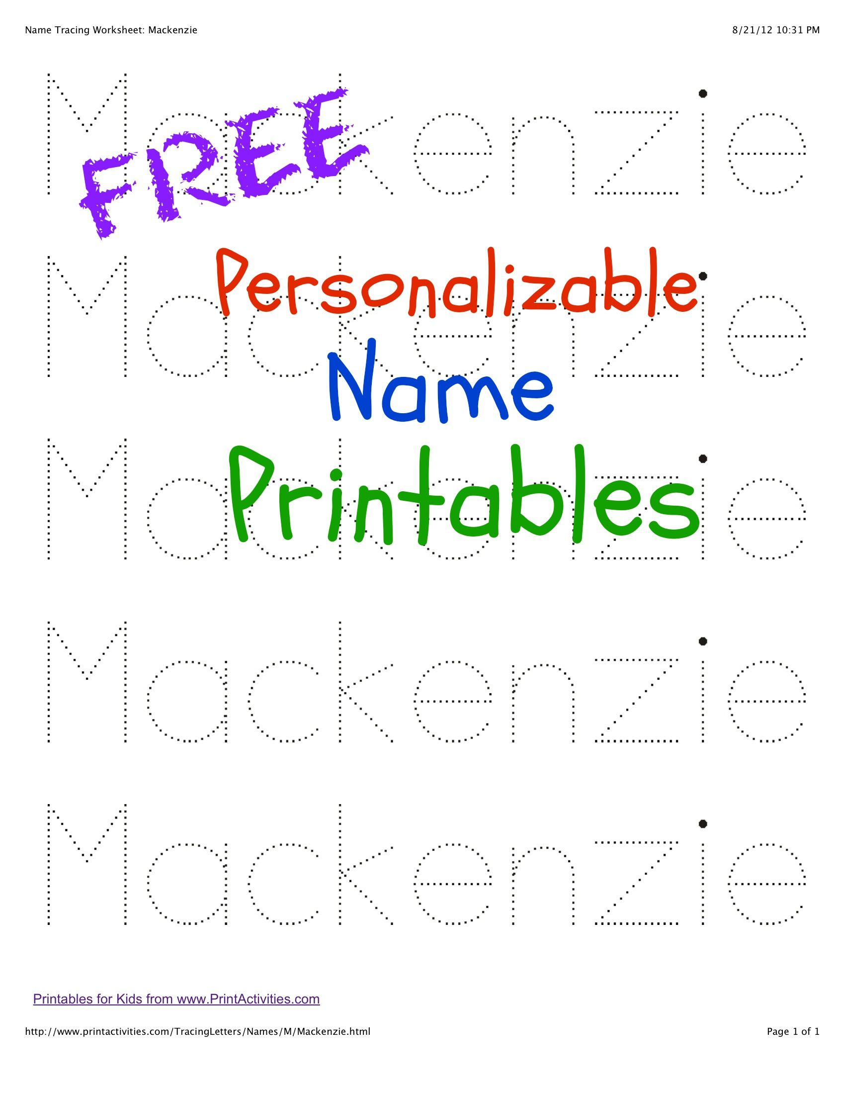 Printable Name Tracing Worksheets Printable Worksheets