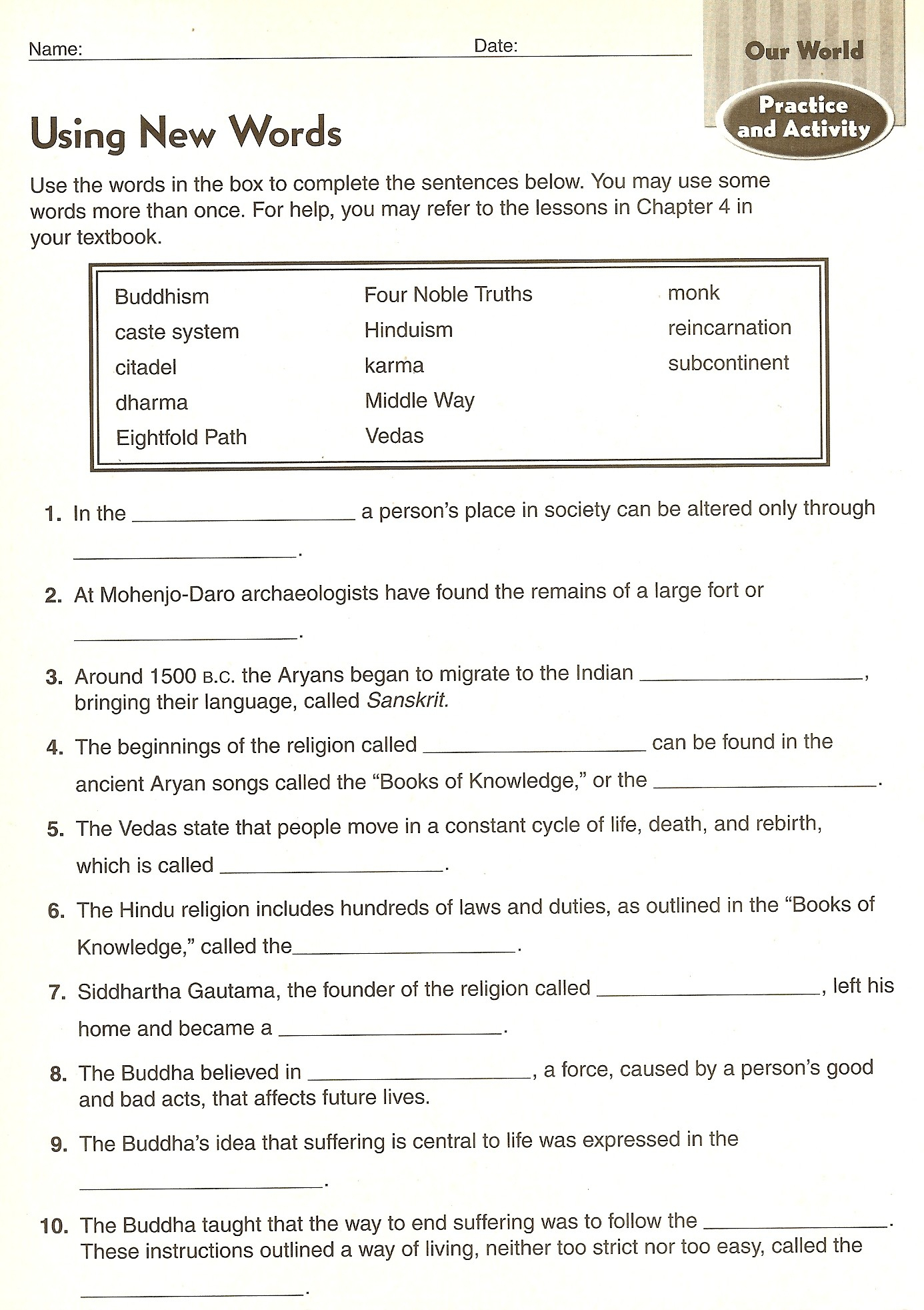 Grade 8 Social Studies Worksheets