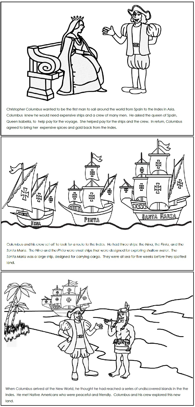 A Columbus Day Read And Color Book | Columbus Day Worksheets Printable