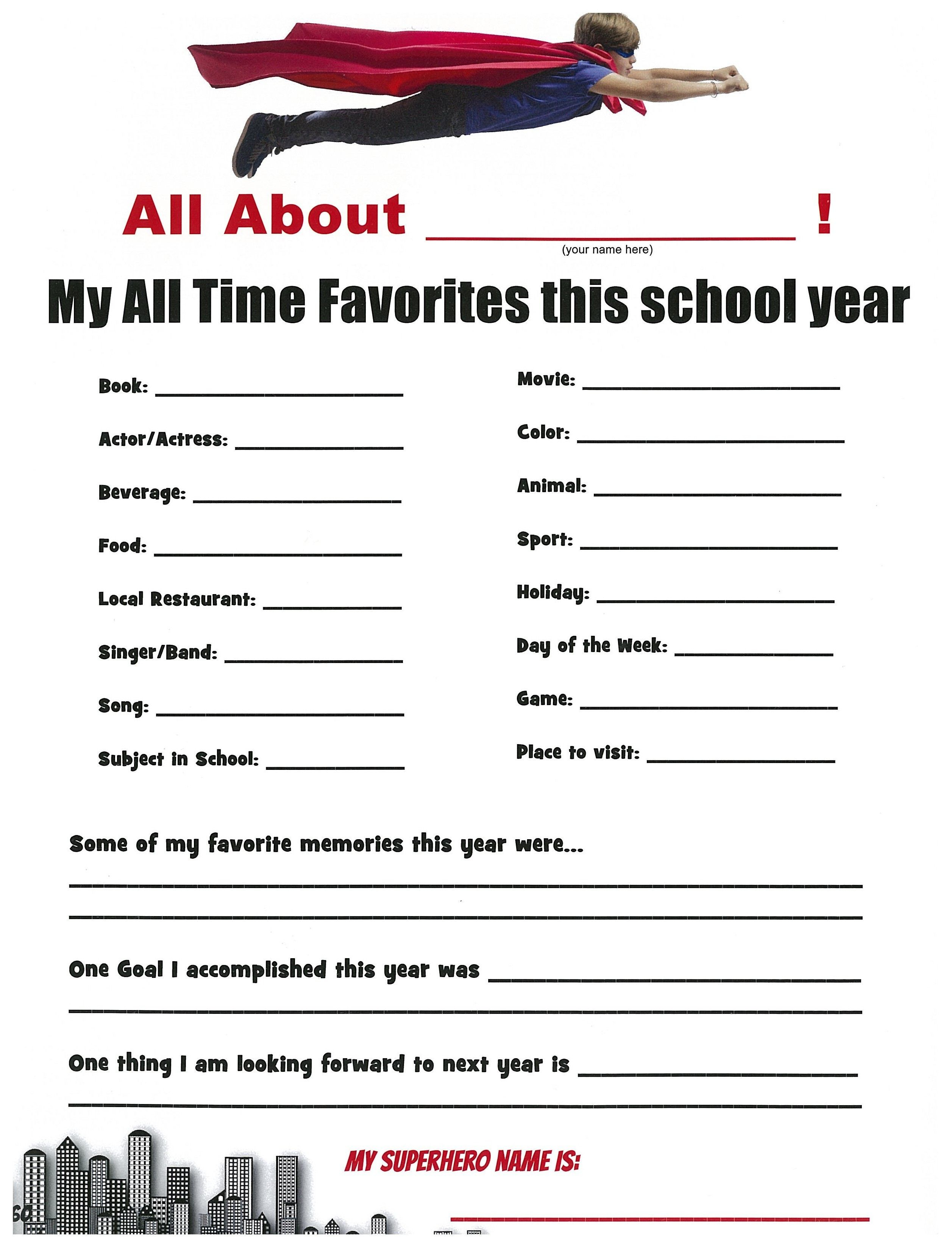 A Cute Idea For A Superhero Themed School Yearbook Page. The Kids | Yearbook Printable Worksheets