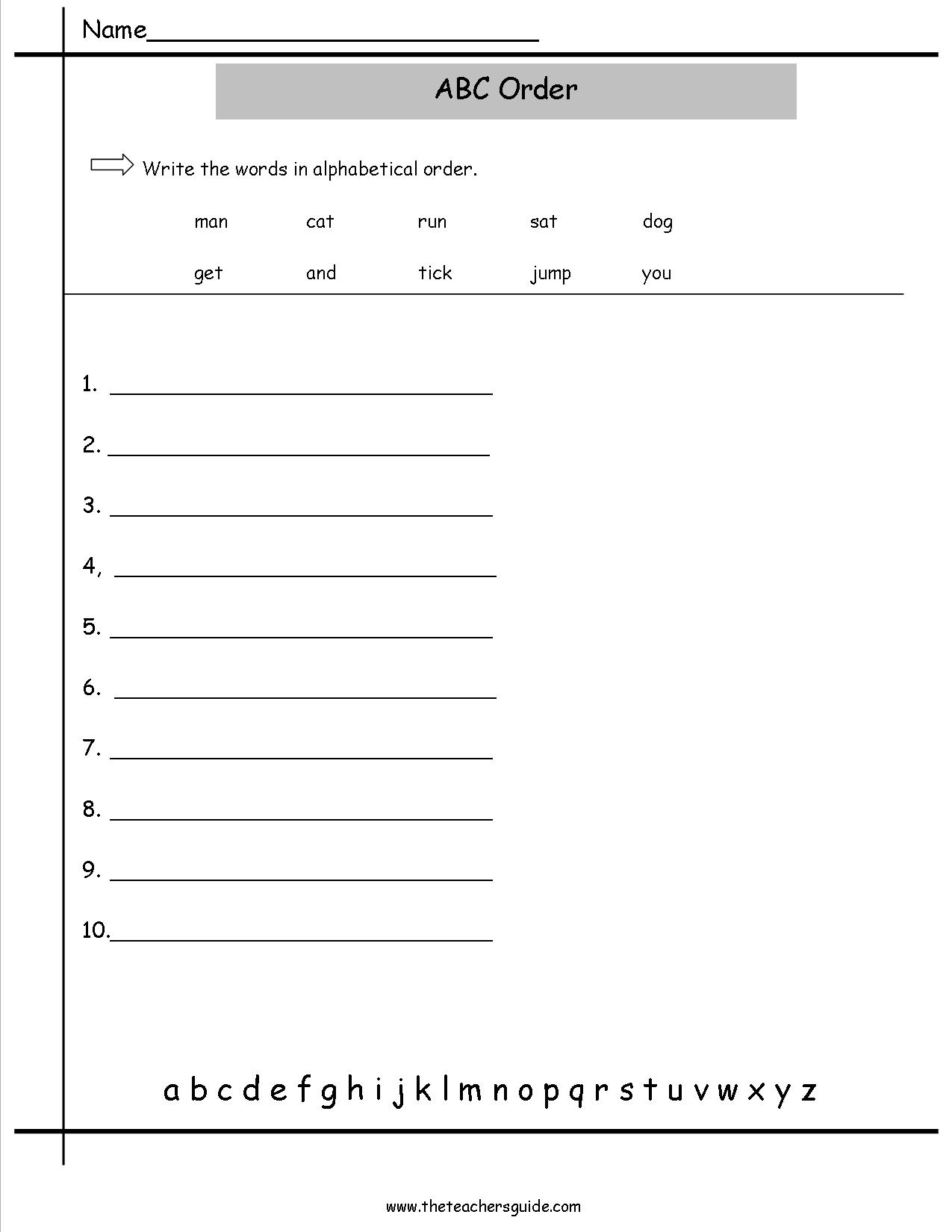 Abc Order Worksheets From The Teacher&amp;#039;s Guide | Printable Abc Order Worksheets
