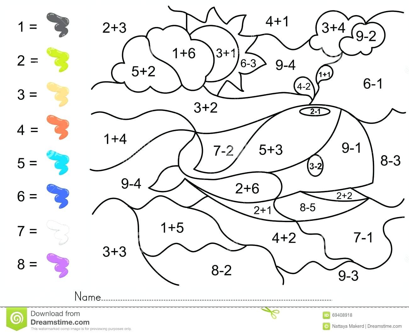 Addition And Subtraction Worksheets Kindergarten Kindergarten | Free Printable Color By Number Subtraction Worksheets