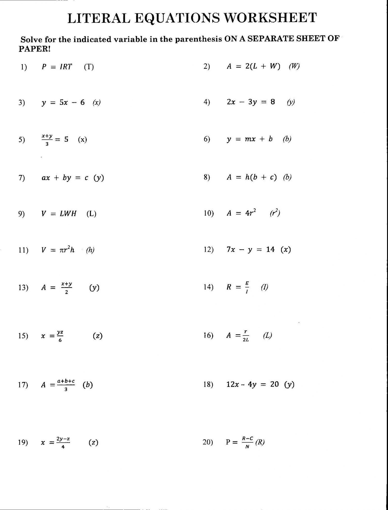 Algebra: 9Th Grade Math Worksheets Printable Algebra Worksheet With | Printable Algebra Worksheets