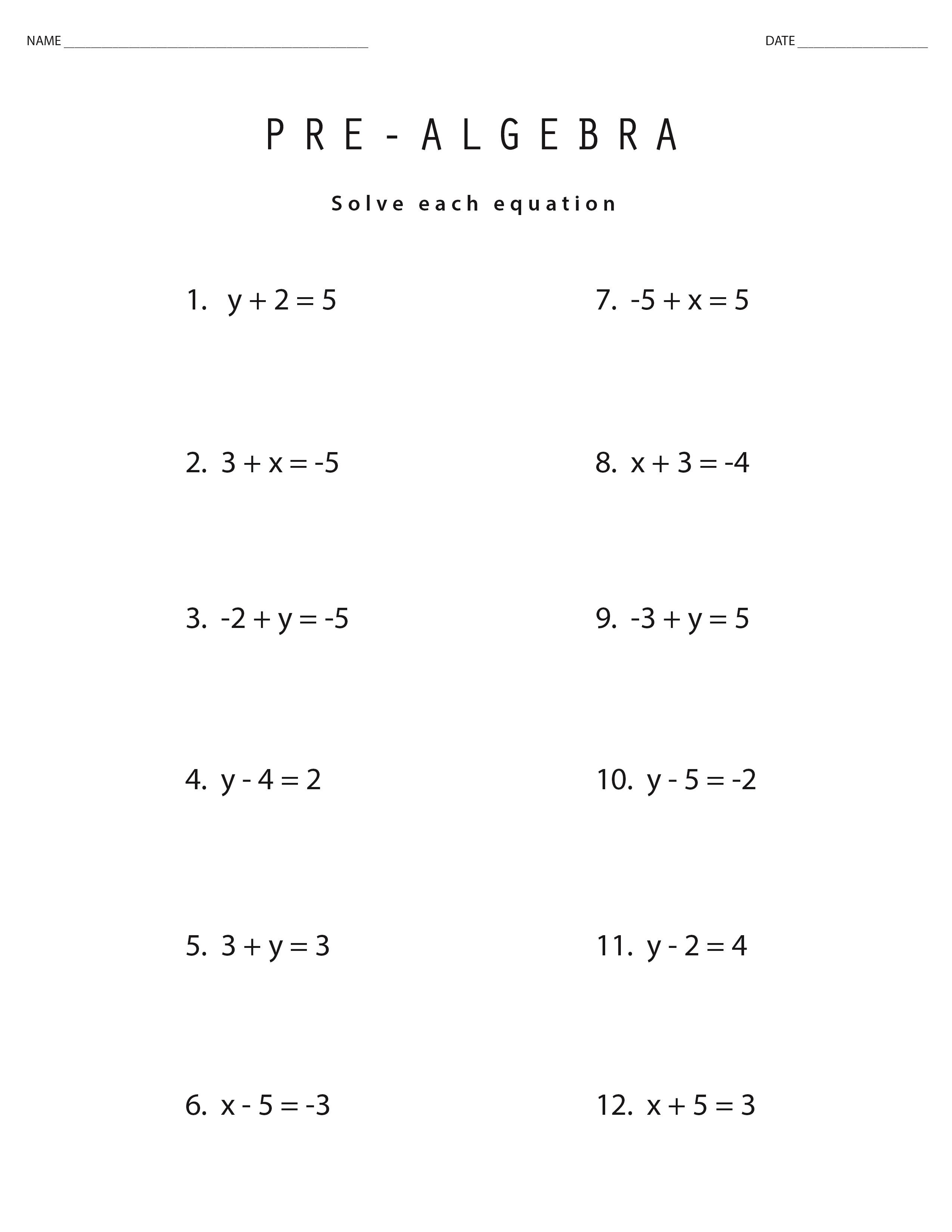 Algebra: Math Problems Algebra Practice Learning Printable College | Printable College Math Worksheets