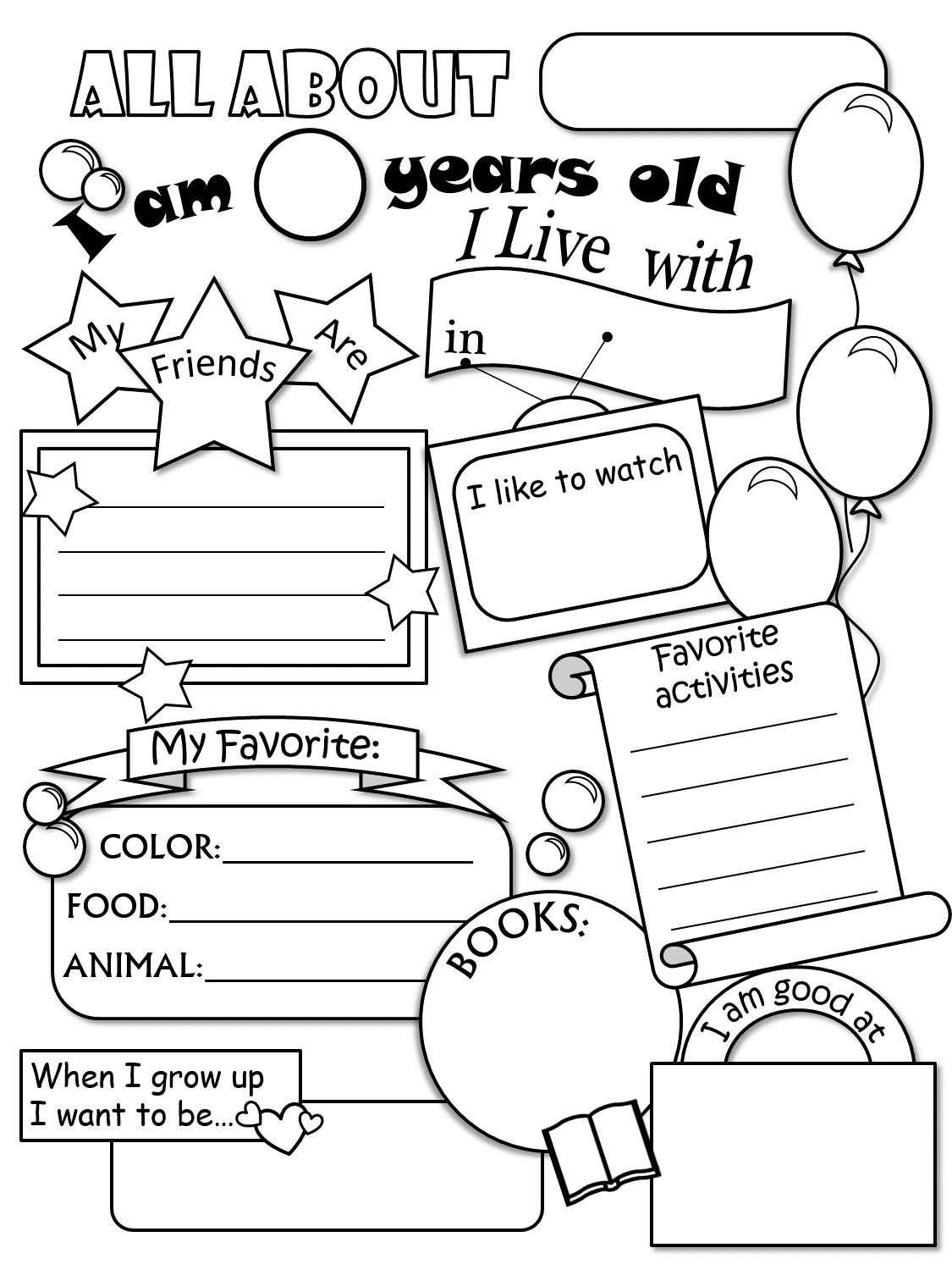 All About Me Worksheet Freebie - Cute! | Language Arts | All About | All About Me Worksheet Preschool Printable