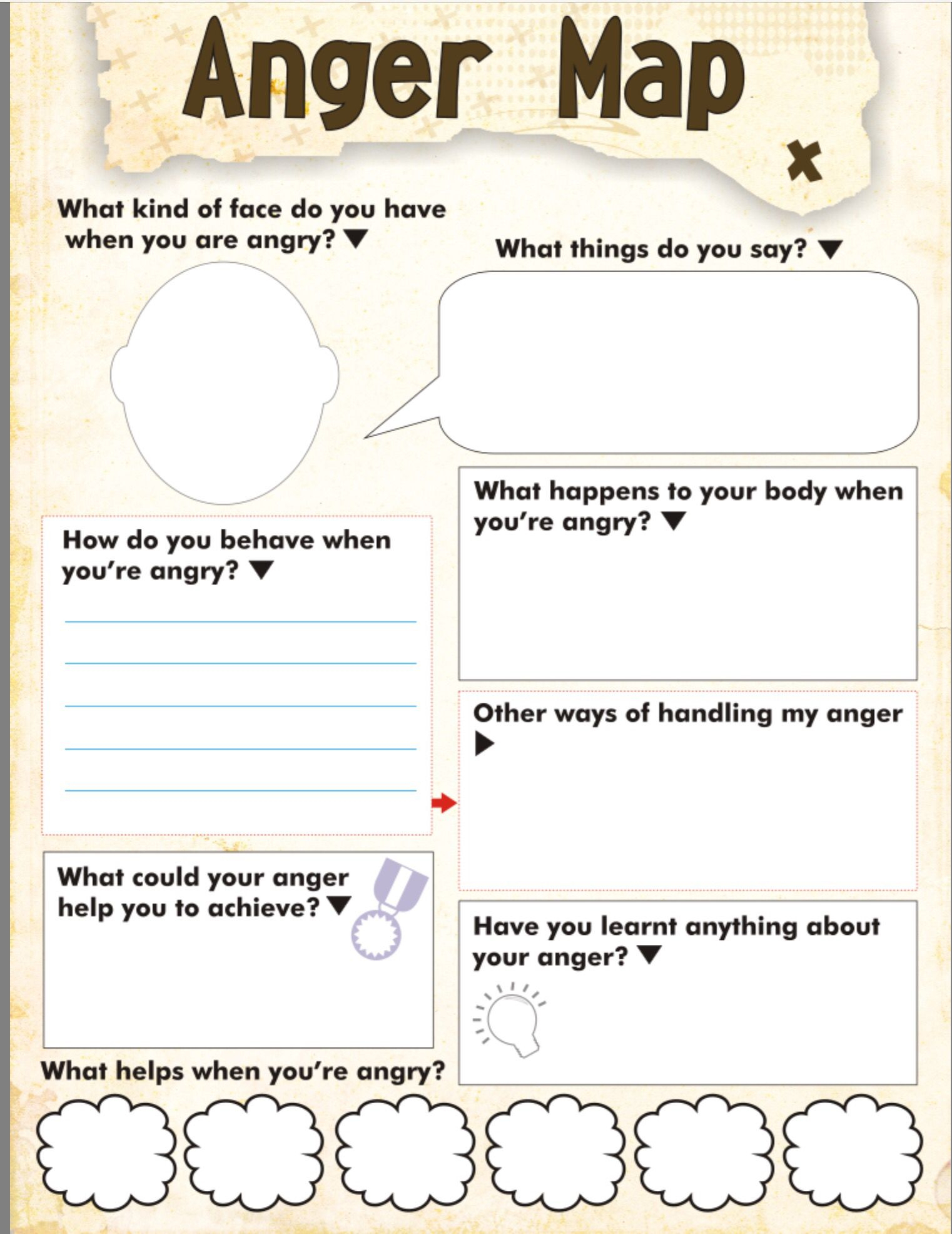Anger Map Kids Worksheet Free Printable | Tools For Therapy X - Free | Anger Management Printable Worksheets