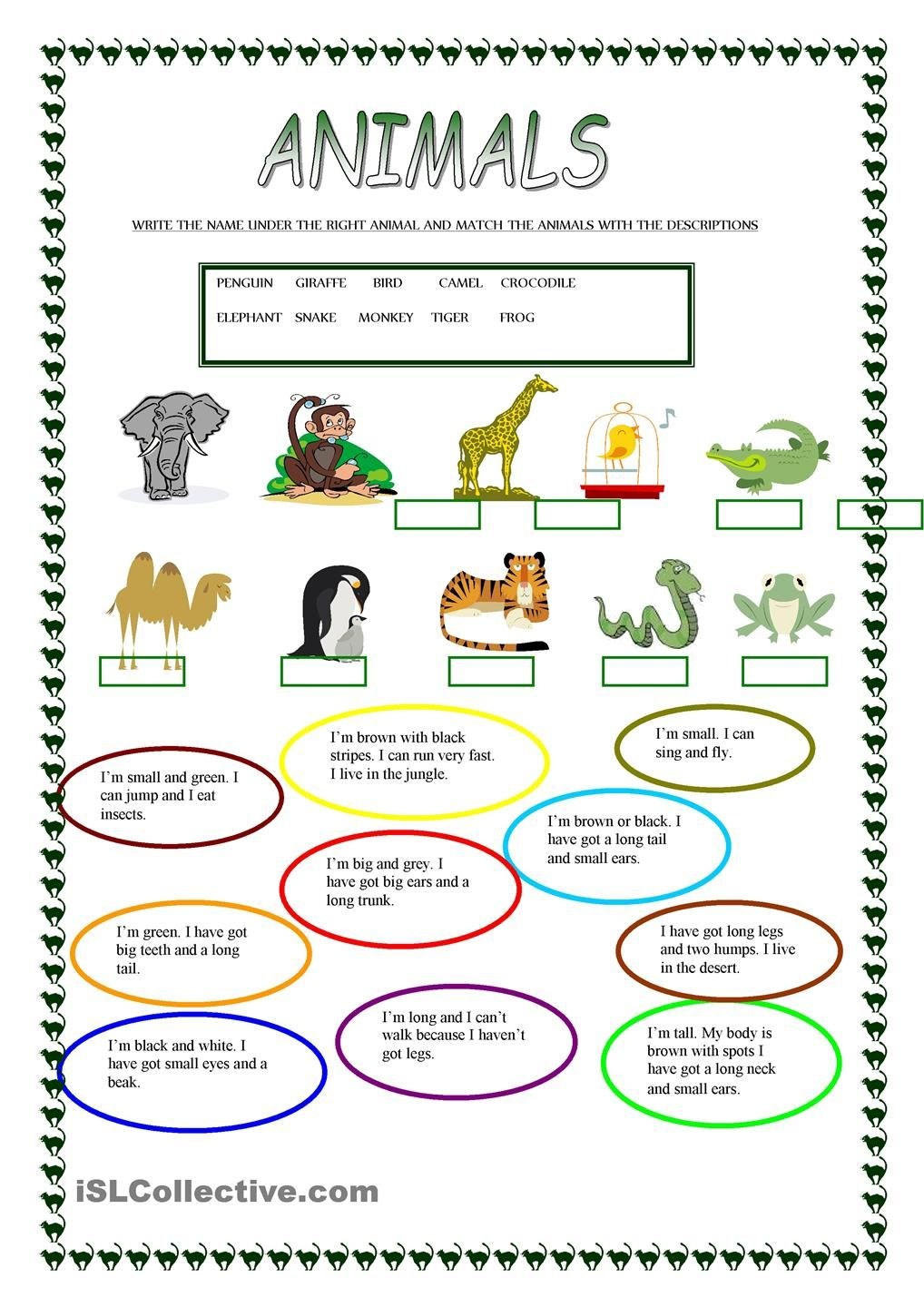 Animals | Free Esl Worksheets | Teachers Resources | Pinterest | Free Printable Esl Worksheets