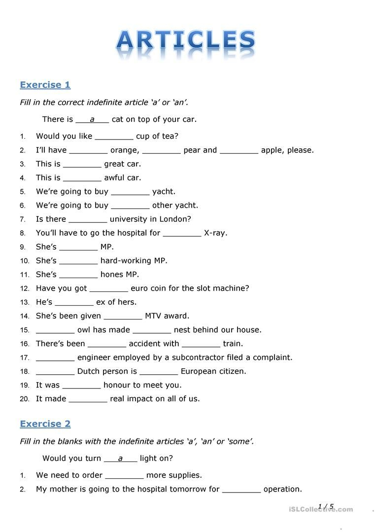 Articles Worksheet - Free Esl Printable Worksheets Madeteachers | Free English Grammar Exercises Printable Worksheets