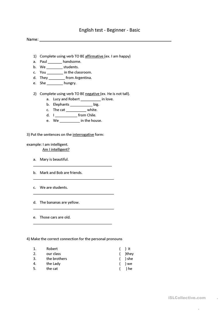 Basic English Test Worksheet - Free Esl Printable Worksheets Made | English Test Printable Worksheets