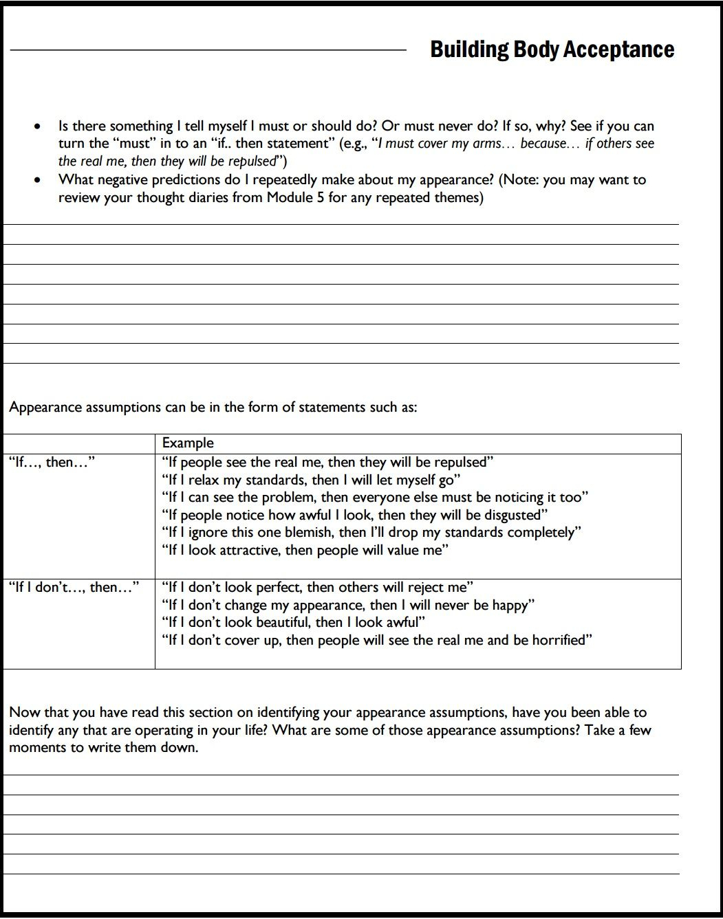 Between Sessions Mental Health Worksheets For Adults | Cognitive | Printable Mental Health Worksheets