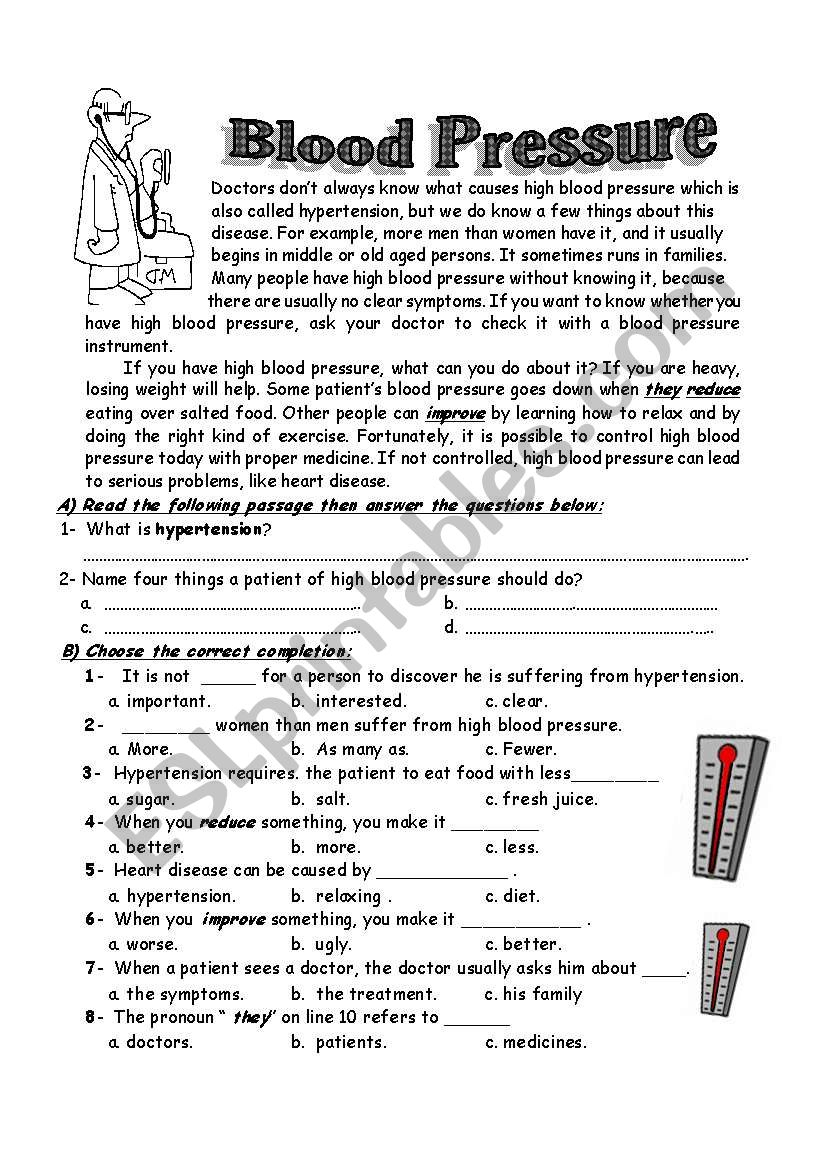 Blood Pressure Worksheets Printable Printable Worksheets