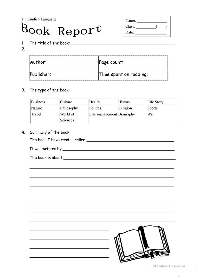 Book Report Form For Non Fiction Worksheet - Free Esl Printable | Printable Book Report Worksheets