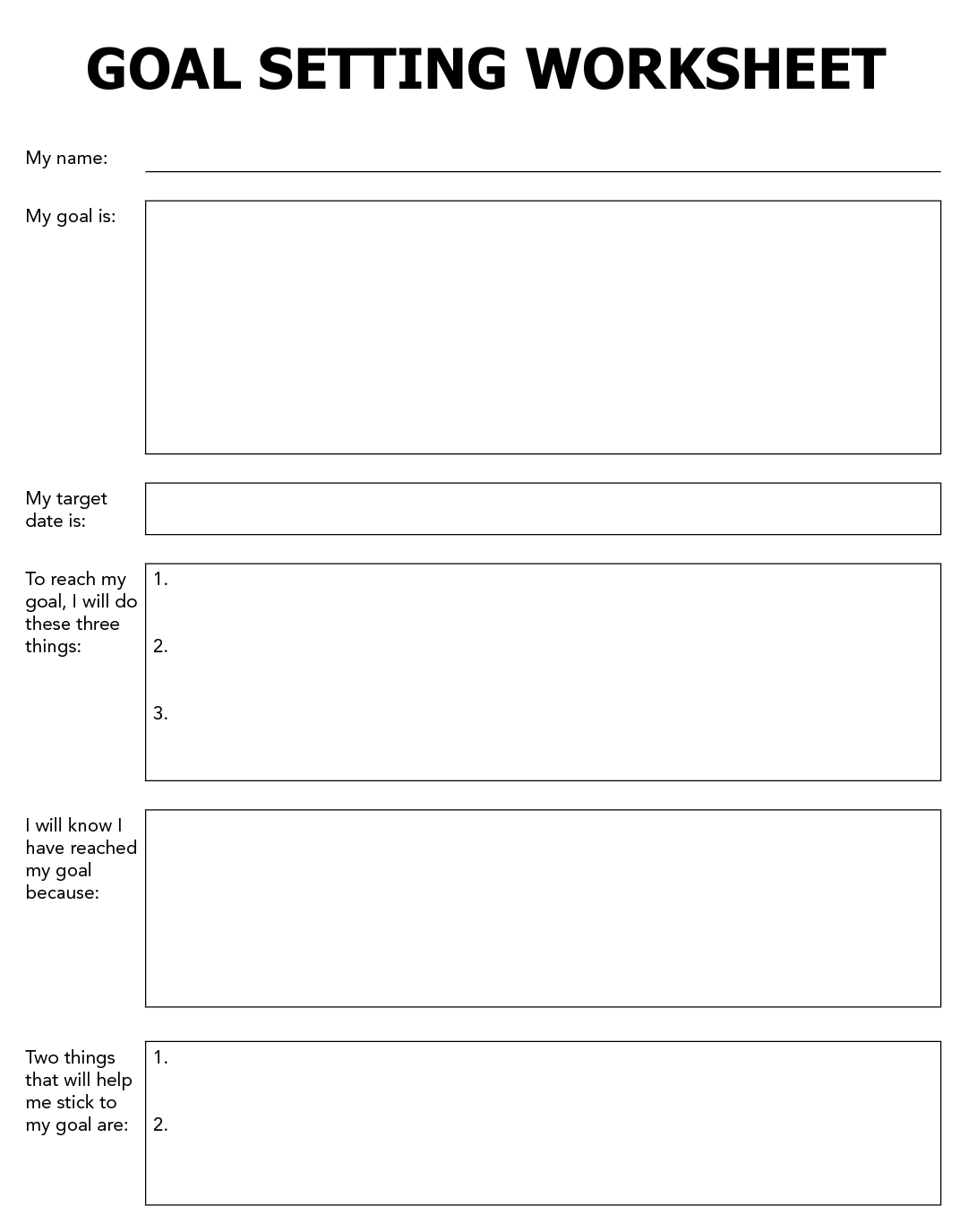 Business Goal Setting Worksheet | Adhd | Goals Worksheet, Goal | Business Worksheets Printables