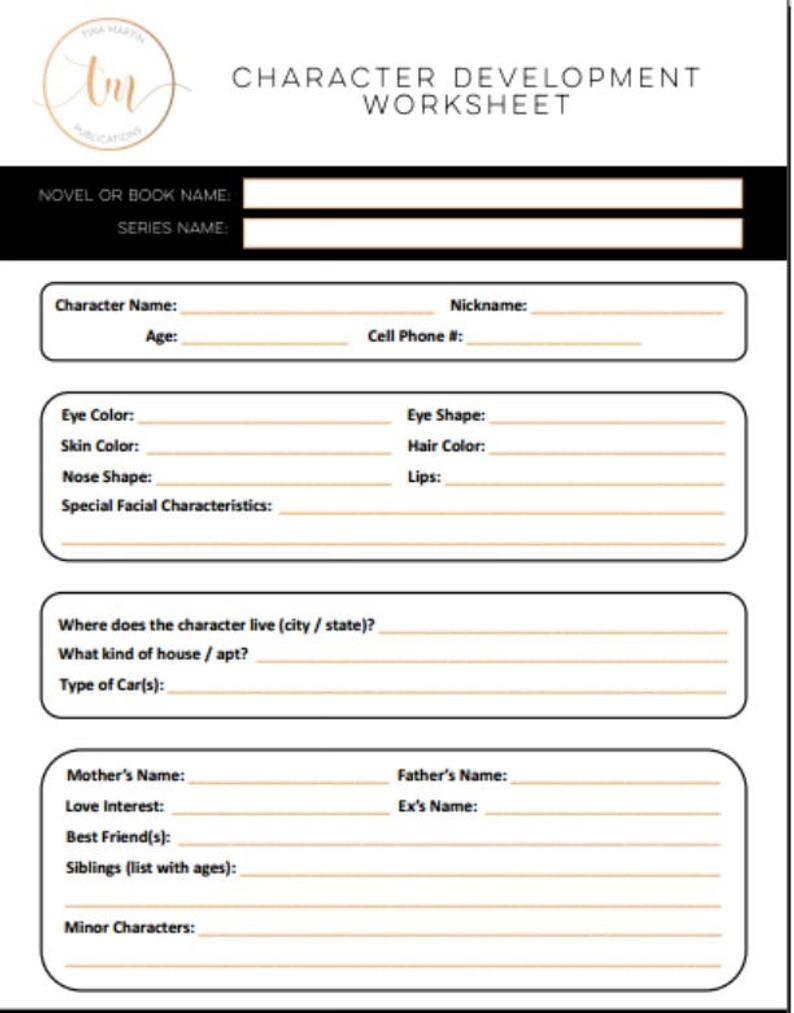 Character Development Worksheet Printable Pdf For Writers | Etsy | Character Development Worksheet Printable