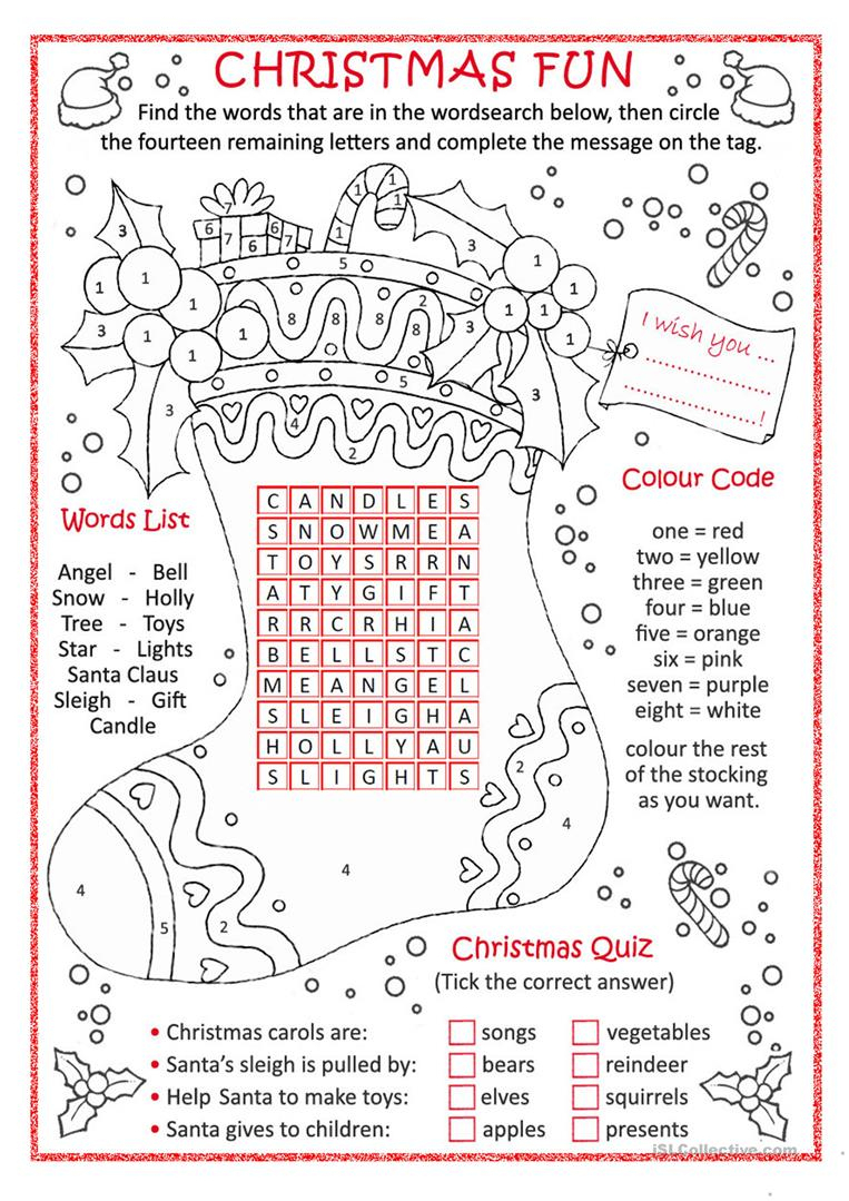 Christmas Fun Worksheet - Free Esl Printable Worksheets Madeteachers | Christmas Fun Worksheets Printable Free