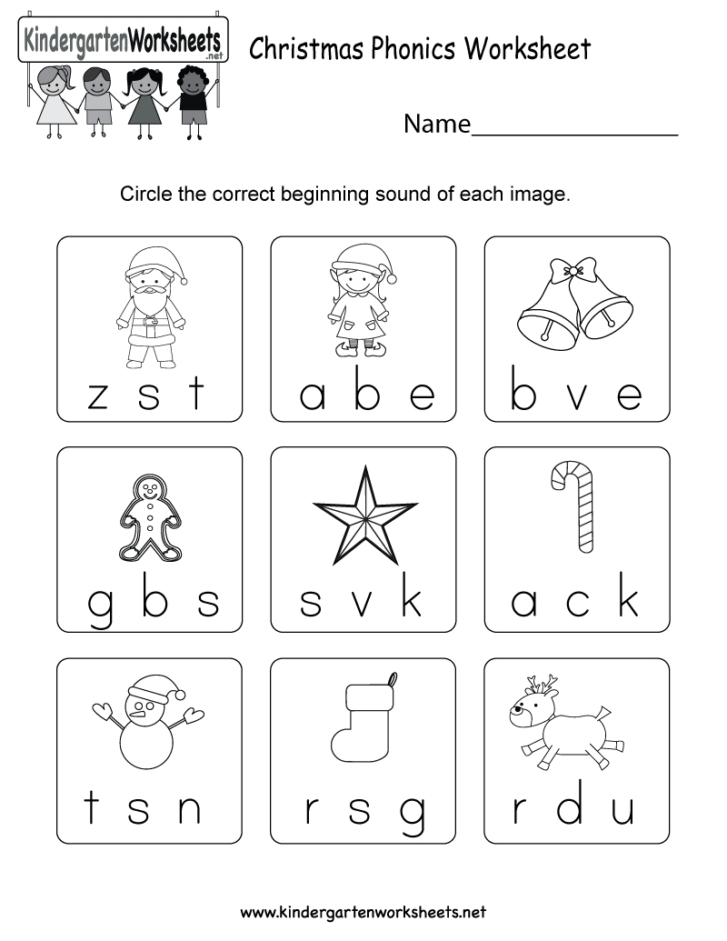 Christmas Phonics Worksheet - Free Kindergarten Holiday Worksheet | Free Printable Christmas Kindergarten Worksheets