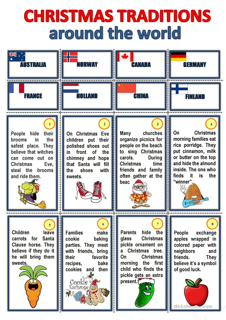 Christmas Traditions Around The World Worksheet - Free Esl Printable | Christmas Around The World Worksheets Printables