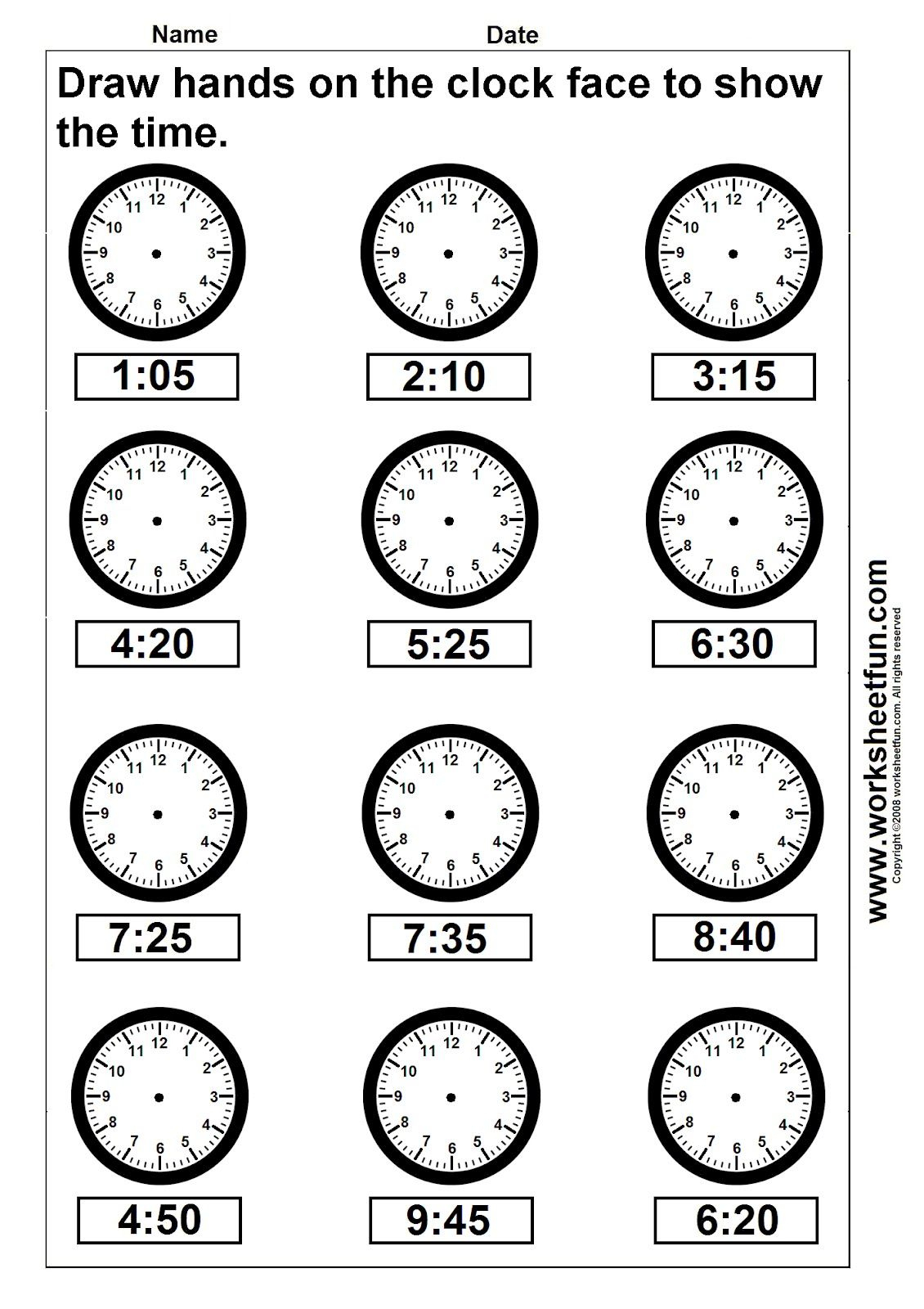 Clock Worksheets To 1 Minute Kindergarten Clock Worksheet Printables Printable Worksheets