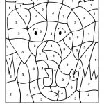 Color By Numbers Elephant Coloring Pages For Kids Printable | Printable Color By Number Math Worksheets