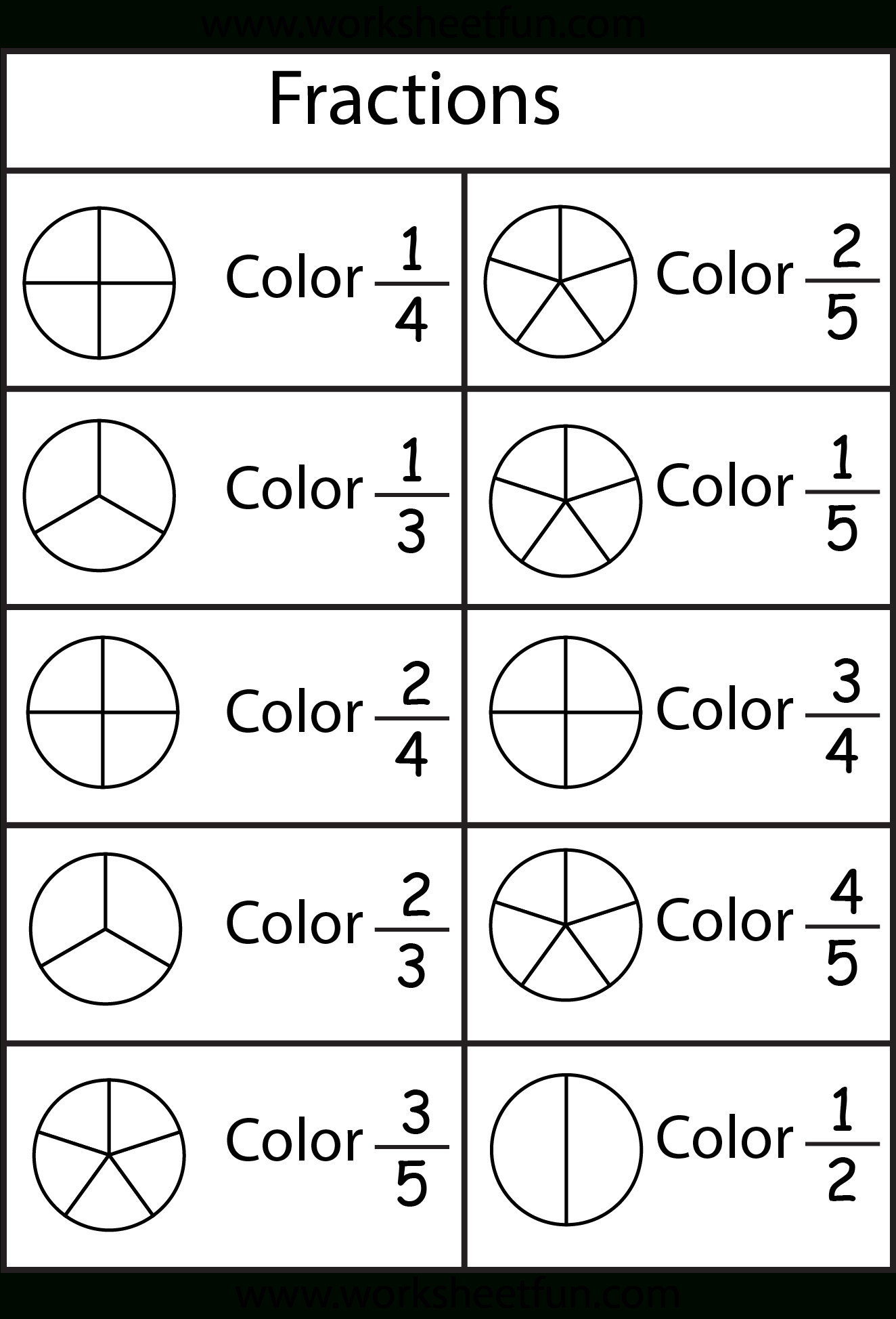 Color The Fraction - 4 Worksheets | Printable Worksheets | 2Nd Grade | Free Printable First Grade Fraction Worksheets
