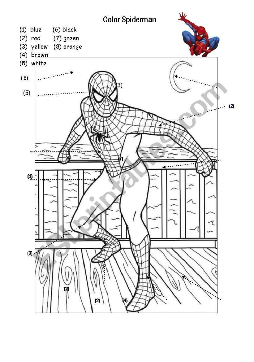 Colors - Spiderman - Esl Worksheetim Lety | Spiderman Worksheets Free Printables