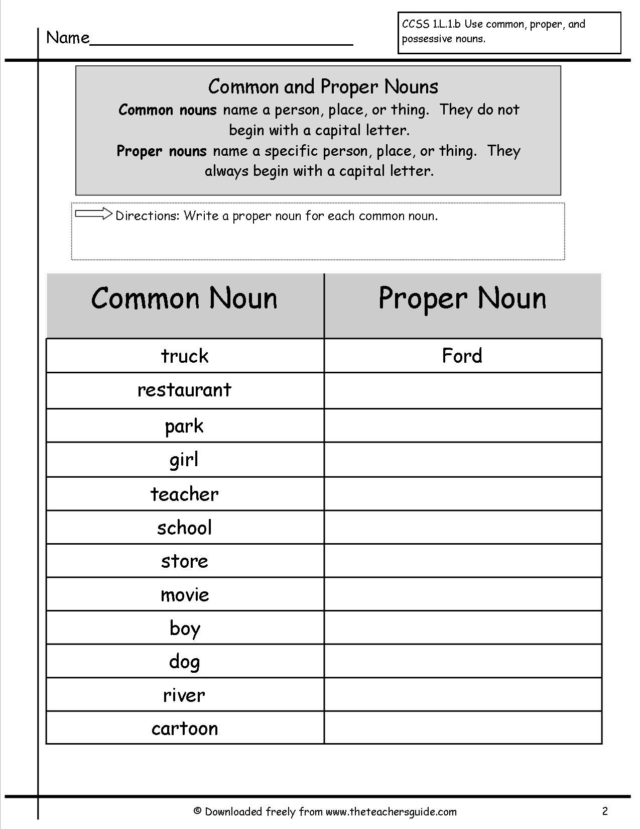 Common And Proper Nouns Worksheets - Google Search | Grammar | Nouns | Common And Proper Nouns Printable Worksheets