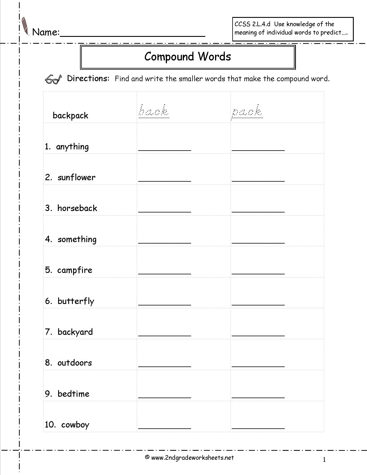 Compound Words Worksheets | Free Printable Compound Word Worksheets