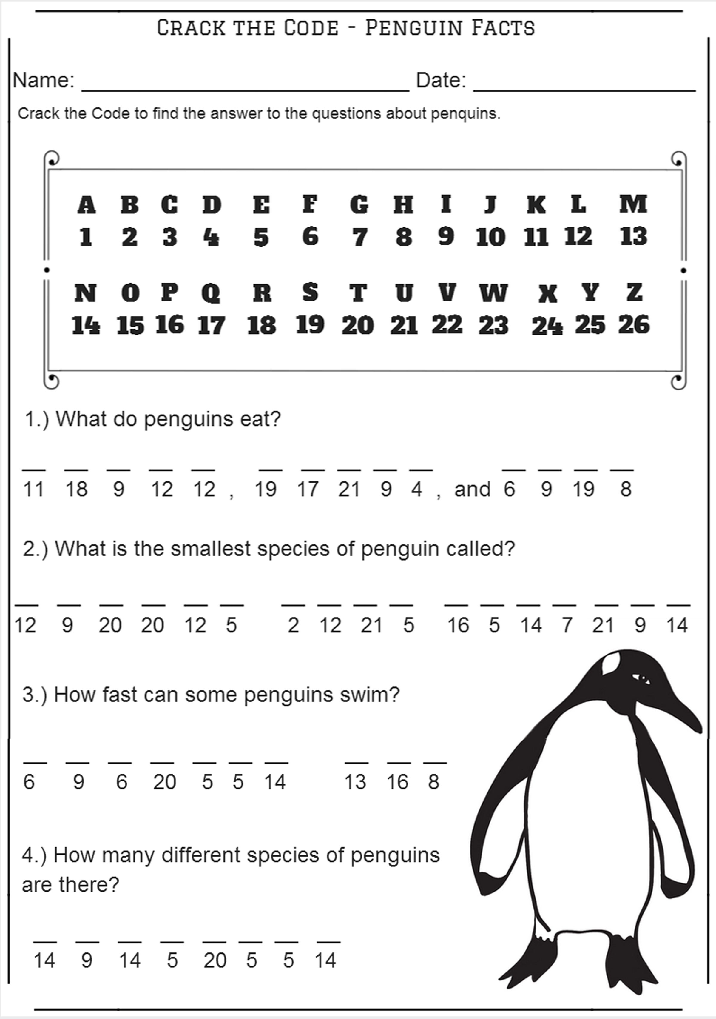 Penguin Math Worksheet