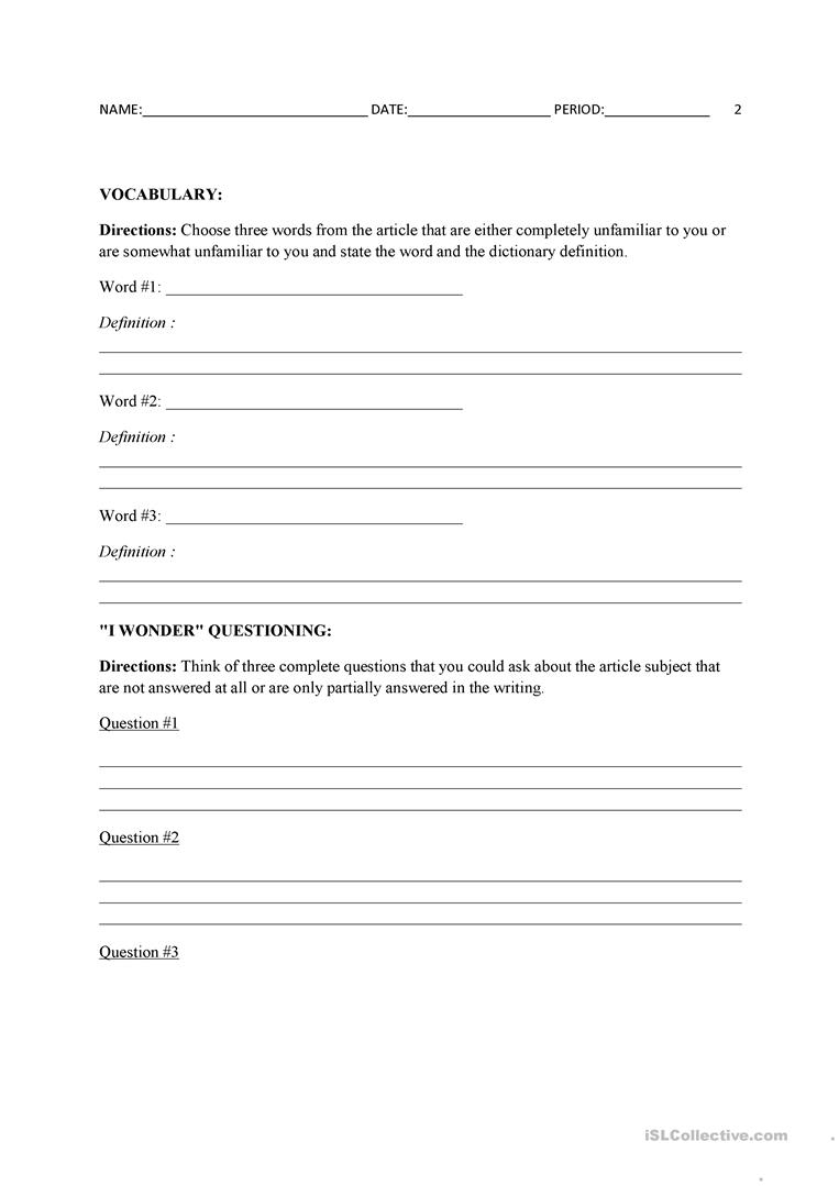 Current Events Template Worksheet - Free Esl Printable Worksheets | Current Events Printable Worksheet