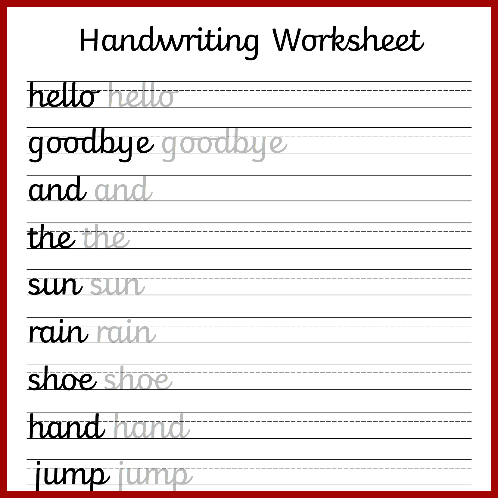 handwriting sheets ks1