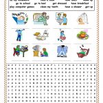 Daily Routines Picture Dictionary And Wordsearch Worksheet   Free | Daily Routines Printable Worksheets