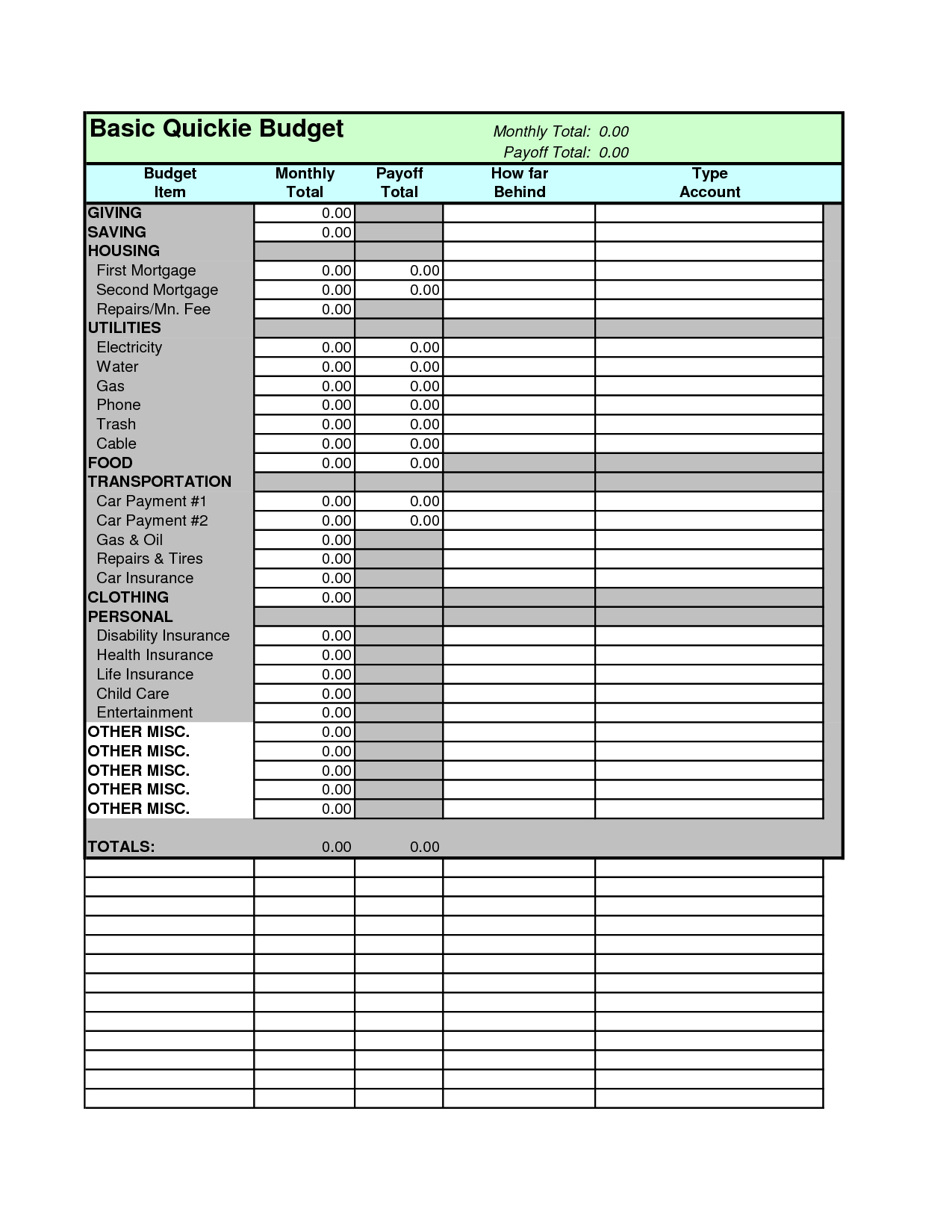 Dave Ramsey Budget Worksheets | Monthly Budget Sheets 2018 ...