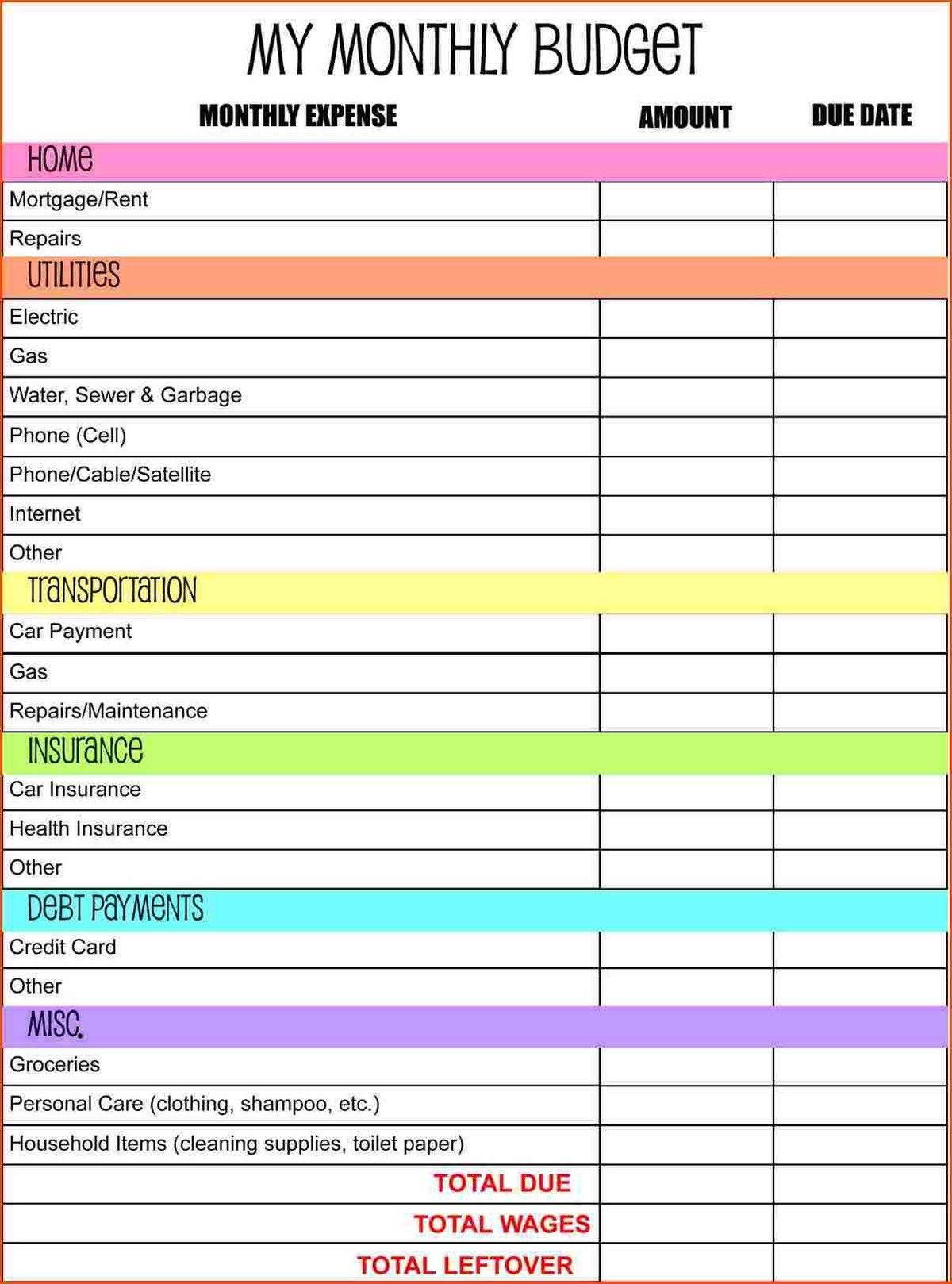 excel personal budget worksheet