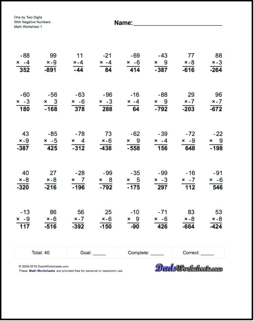 Positive And Negative Numbers Worksheets Printable Printable Worksheets