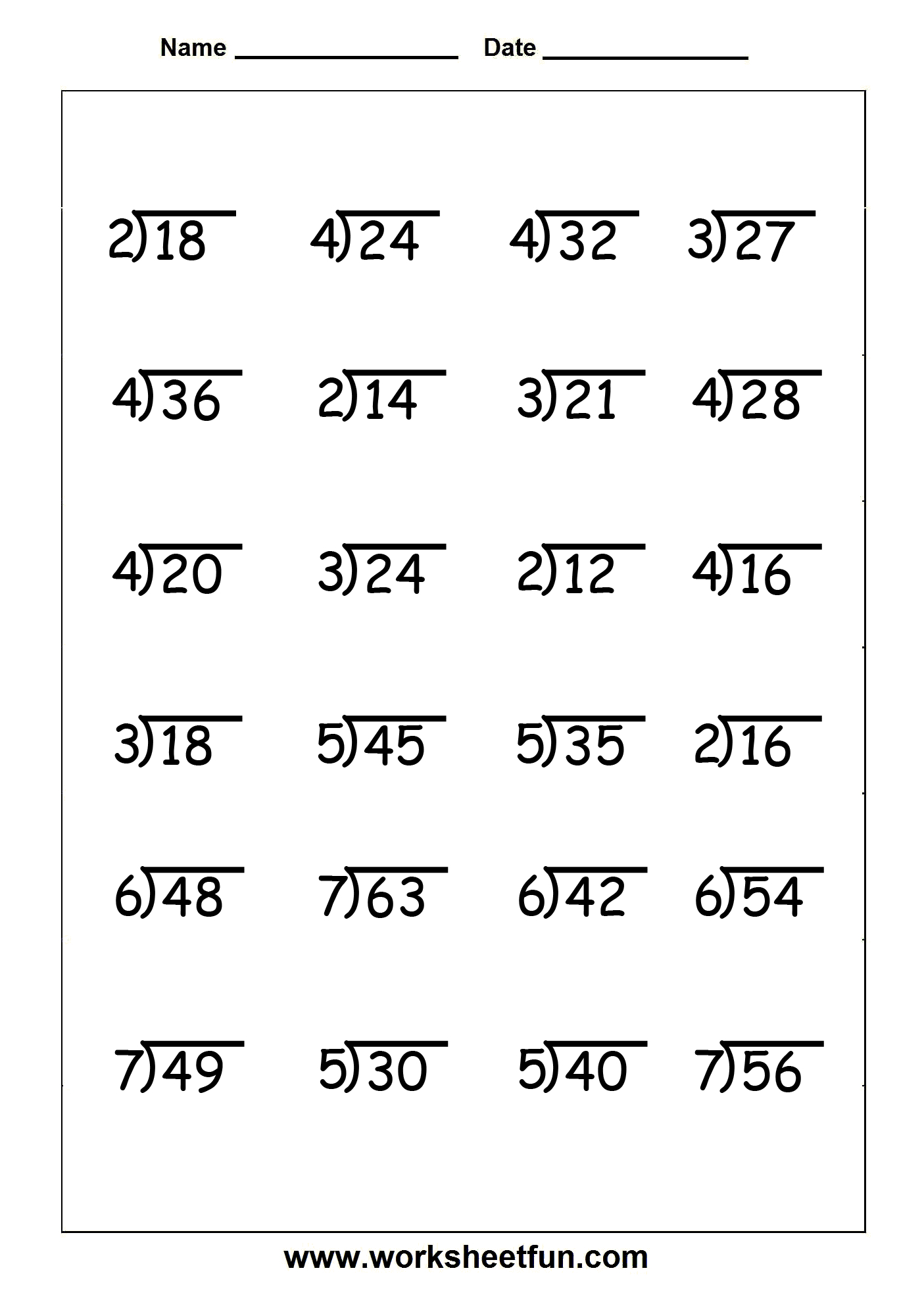 Division - 4 Worksheets | Printable Worksheets | Math Division | Free Printable Division Worksheets Grade 3