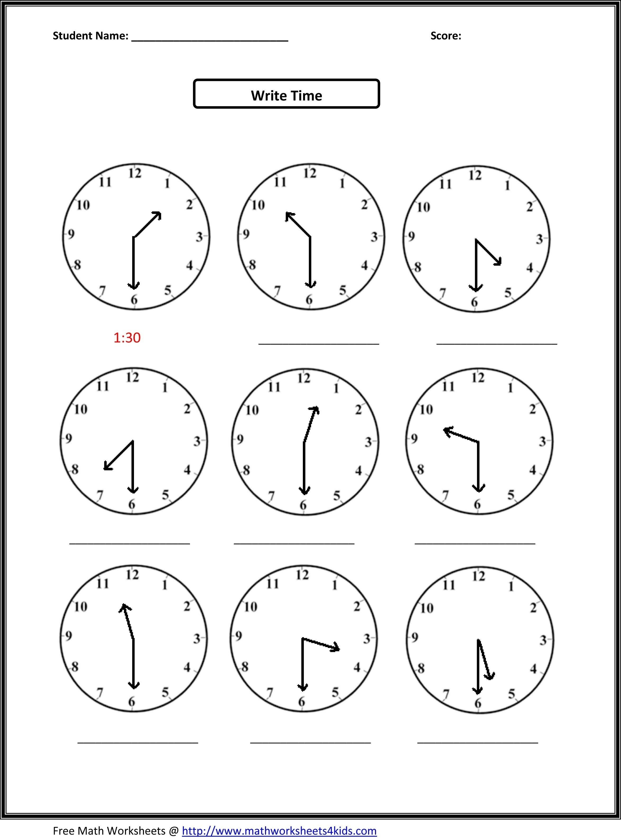 √ Telling Time Printable Worksheets First Grade Inspirationa - Free | Free Printable Math Worksheets For 1St Grade