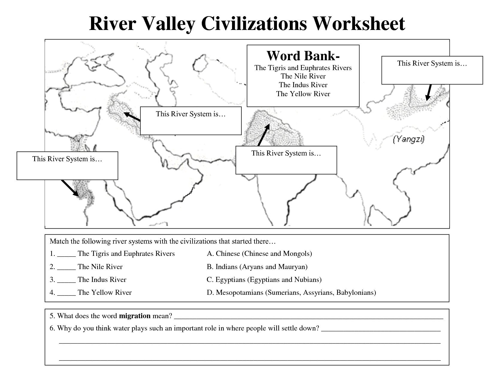 World Geography Worksheets Free In River Valley Civilizations Worksheet Answers