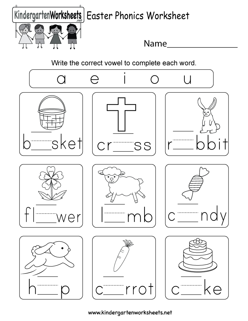 Easter Phonics Worksheet - Free Kindergarten Holiday Worksheet For Kids | Kindergarten Worksheets Free Printables Phonics
